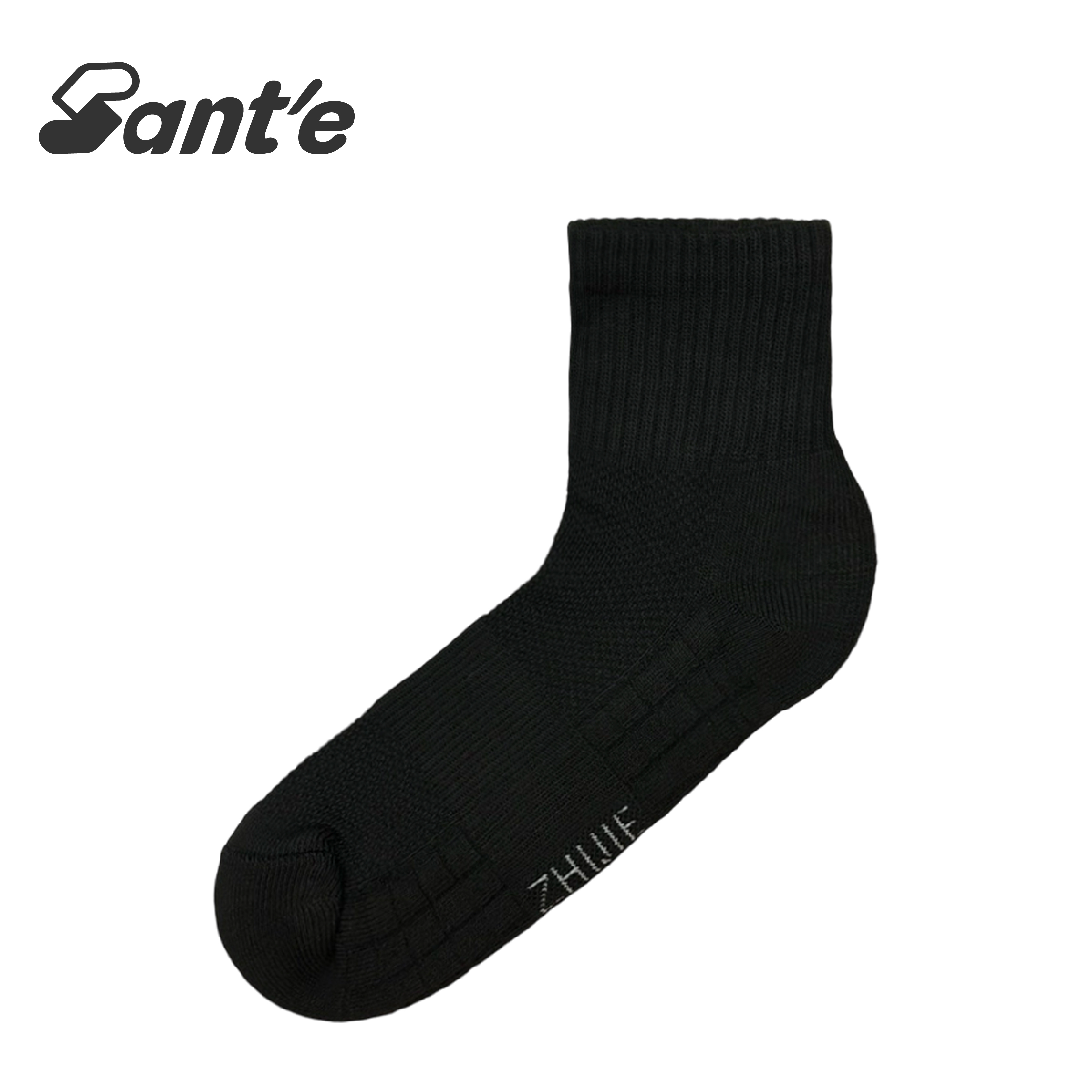 Santé 台灣 厚底中壓運動襪 中性款 (黑色) 44SA1917