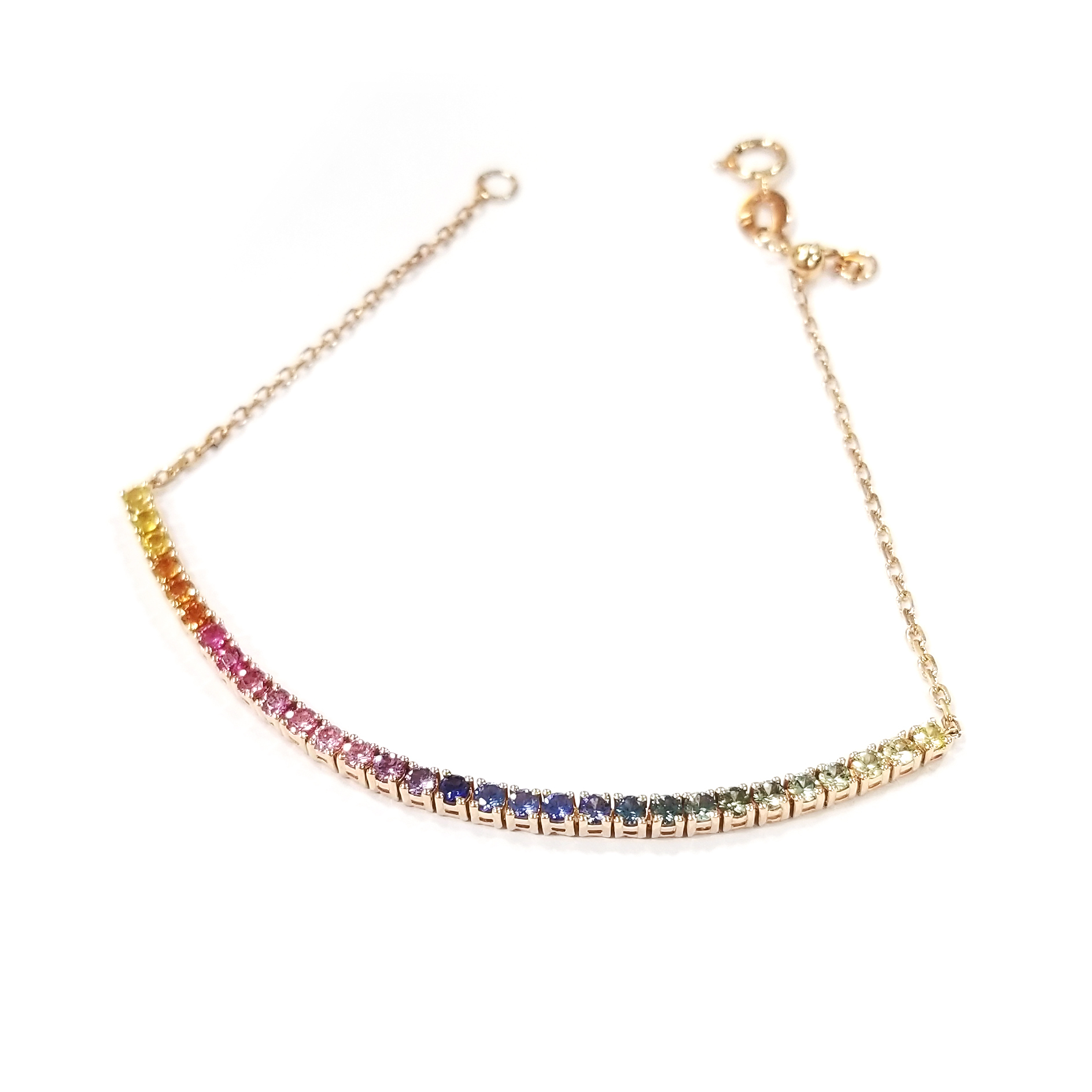 18K玫瑰金天然彩色藍寶石手鏈