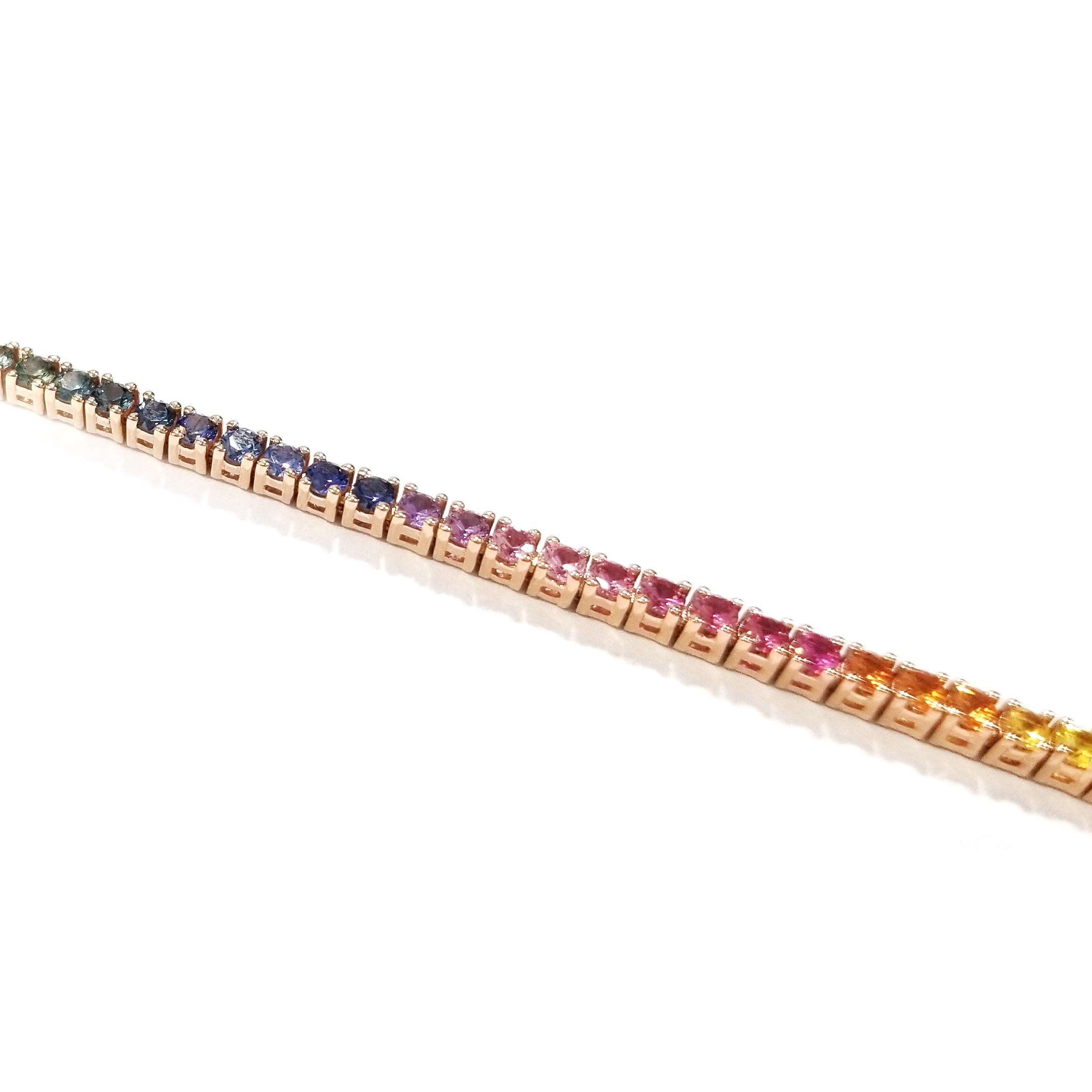 18K玫瑰金天然彩色藍寶石手鏈