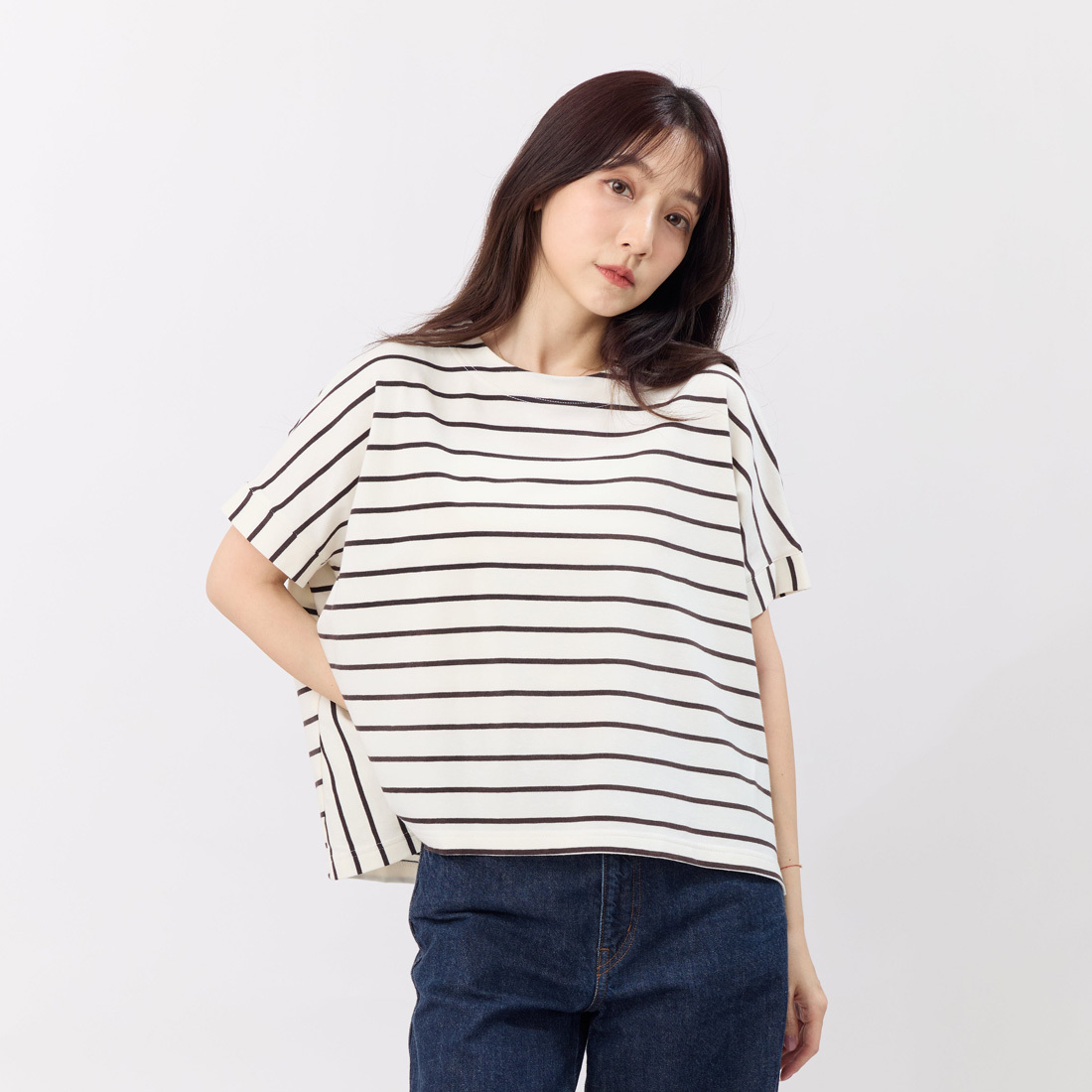 Brook簡約寬鬆條紋T恤上衣