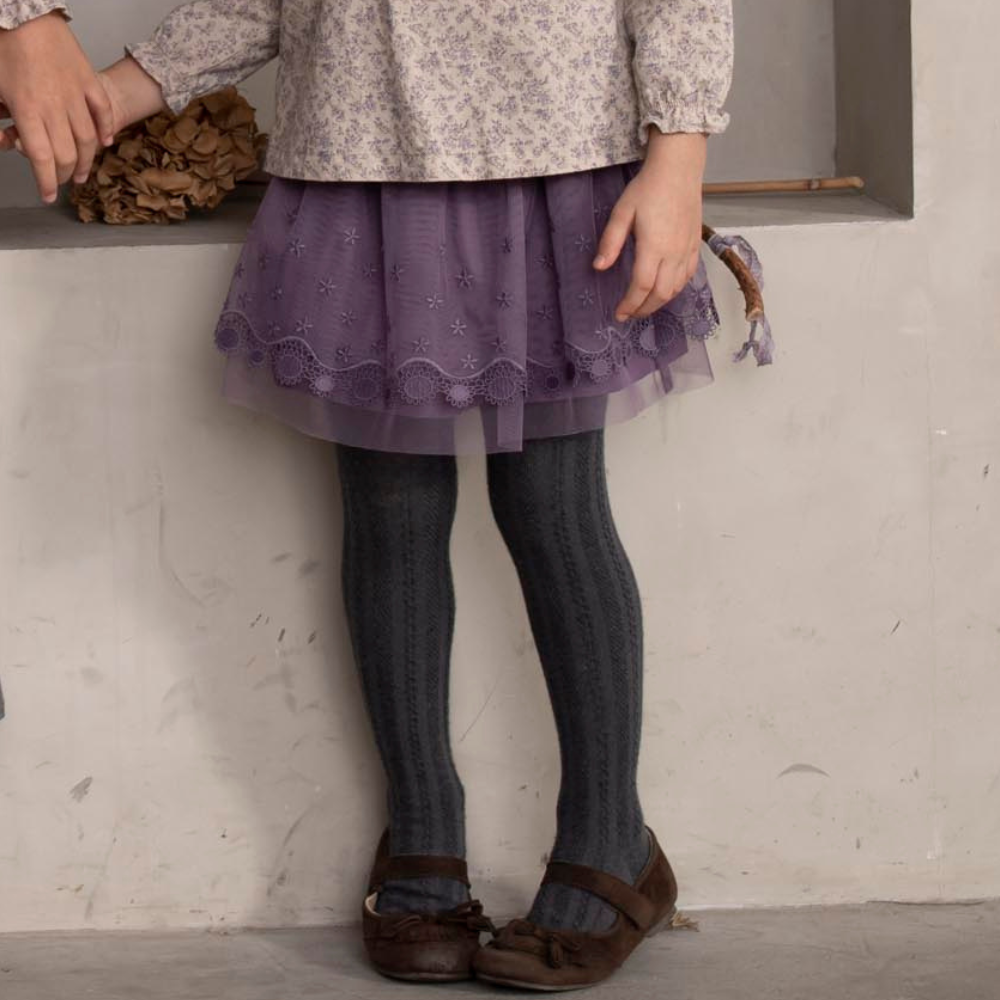 PIPPY 浪漫小花蕾絲網紗短裙 紫