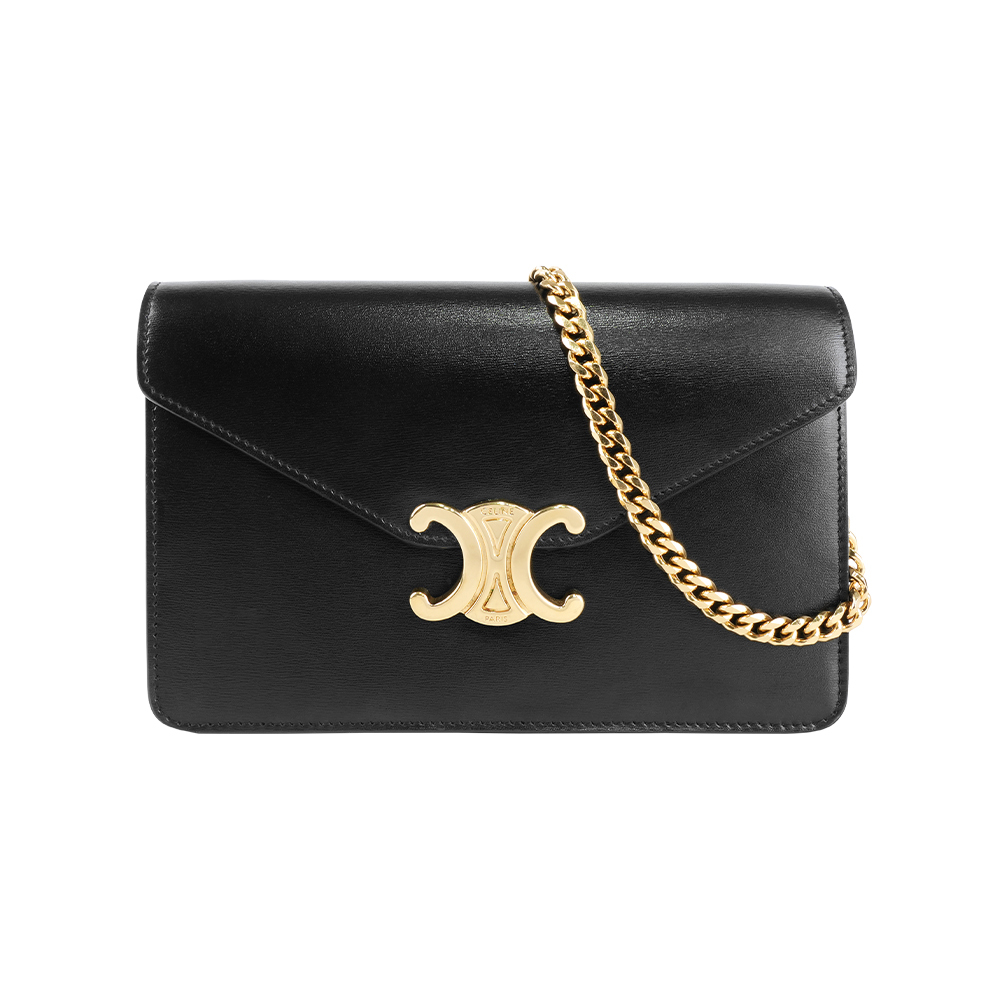 【CÉLINE】Margo 金鍊牛皮WOC/斜背包(黑色)