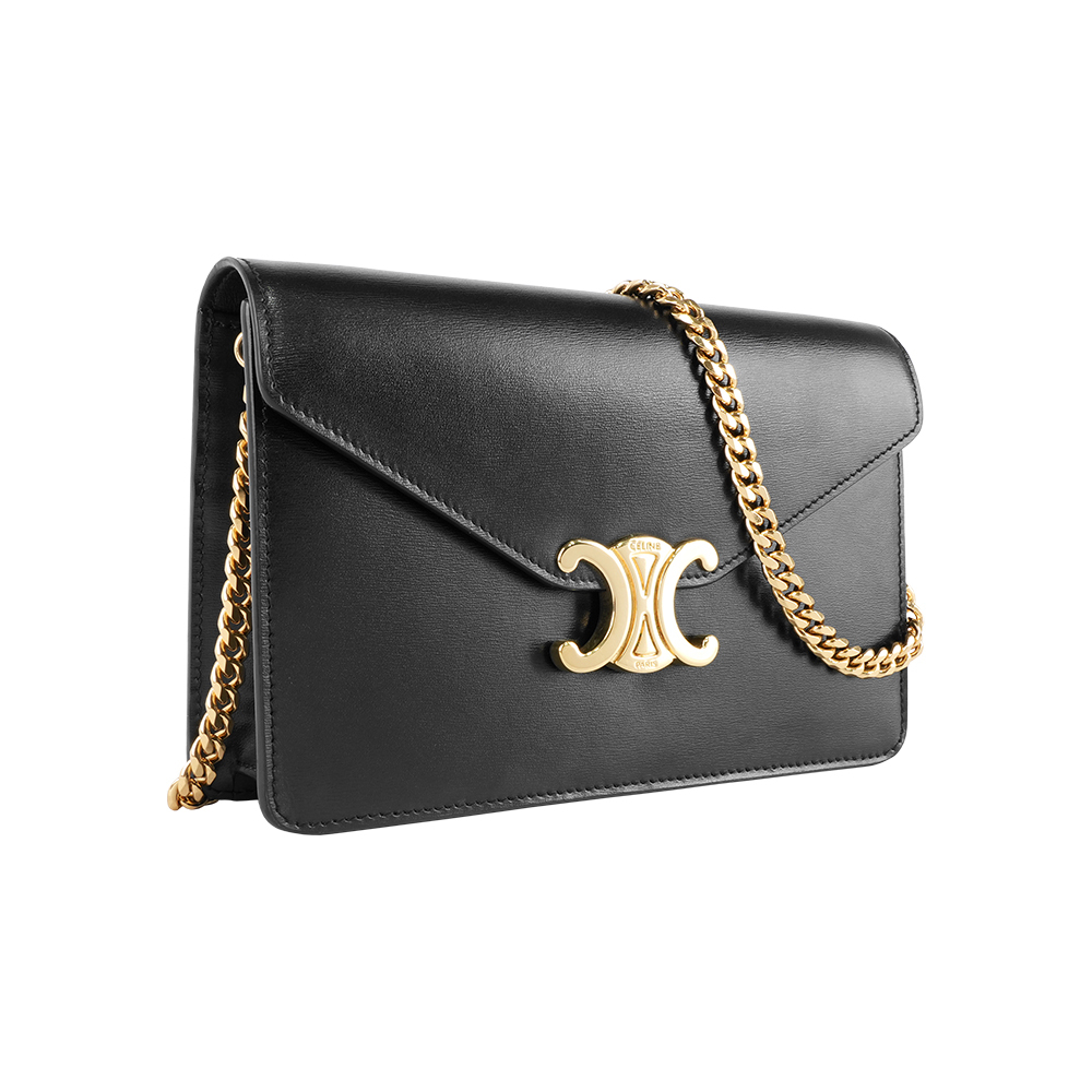 【CÉLINE】Margo 金鍊牛皮WOC/斜背包(黑色)
