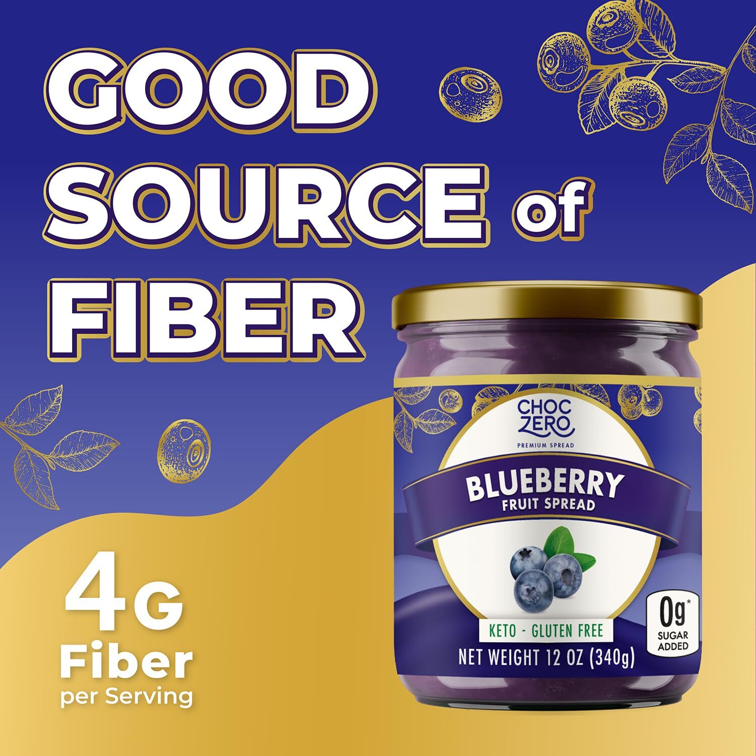 Choczero 無添加糖果醬 - 藍莓味 340g