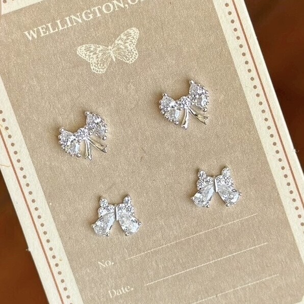 K123滿鑽鋯石蝴蝶結純銀鎖針【下款】