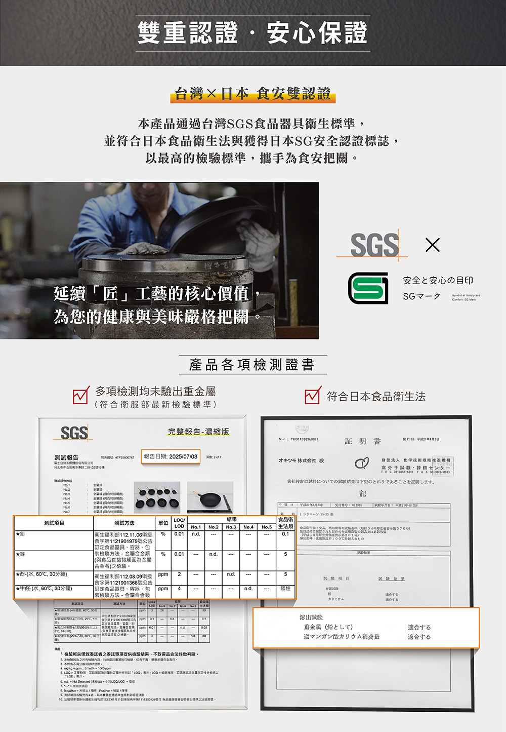匠鐵鍋SGS檢驗