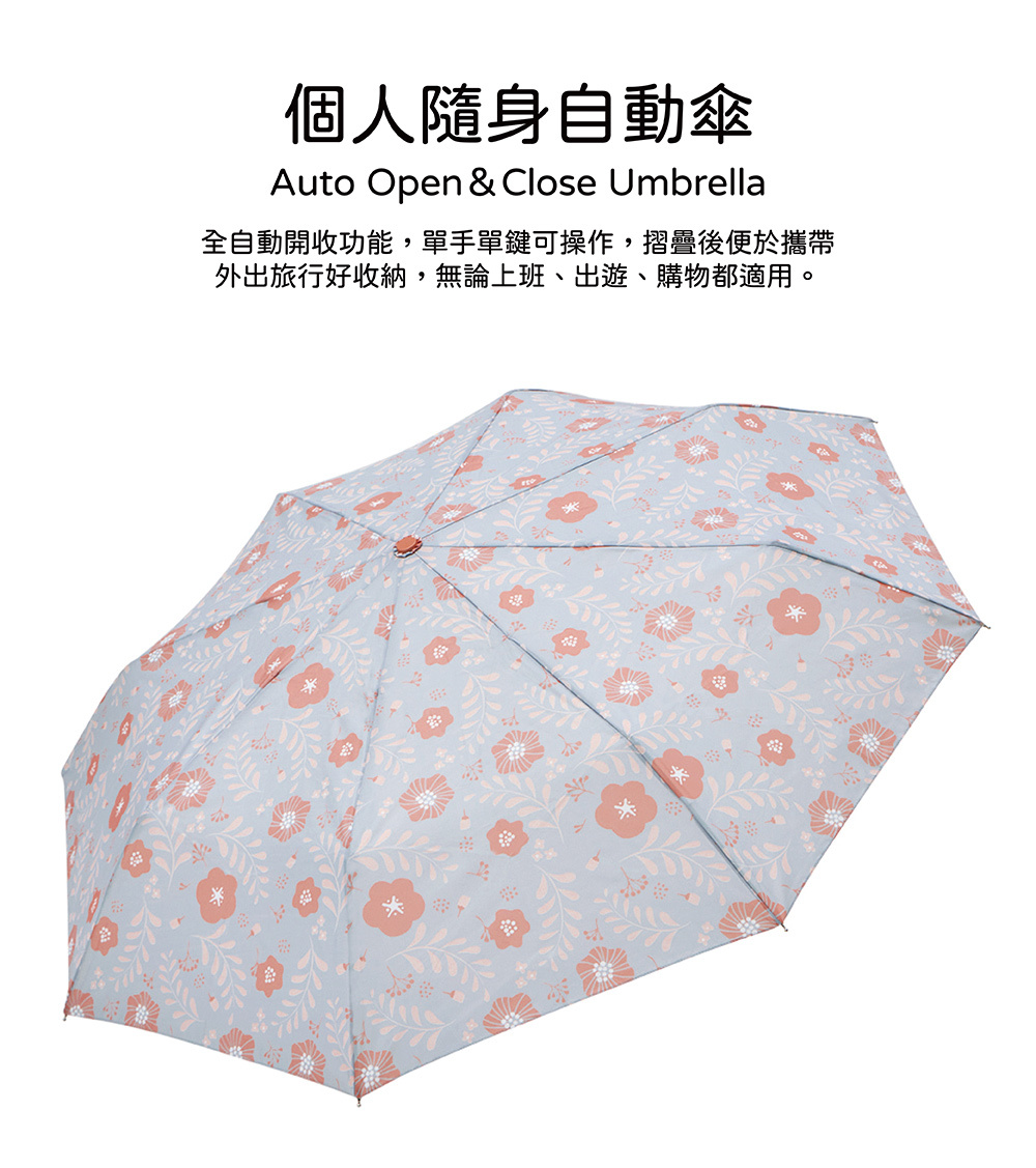 RAINSTORY粉漾花沁抗UV個人自動傘