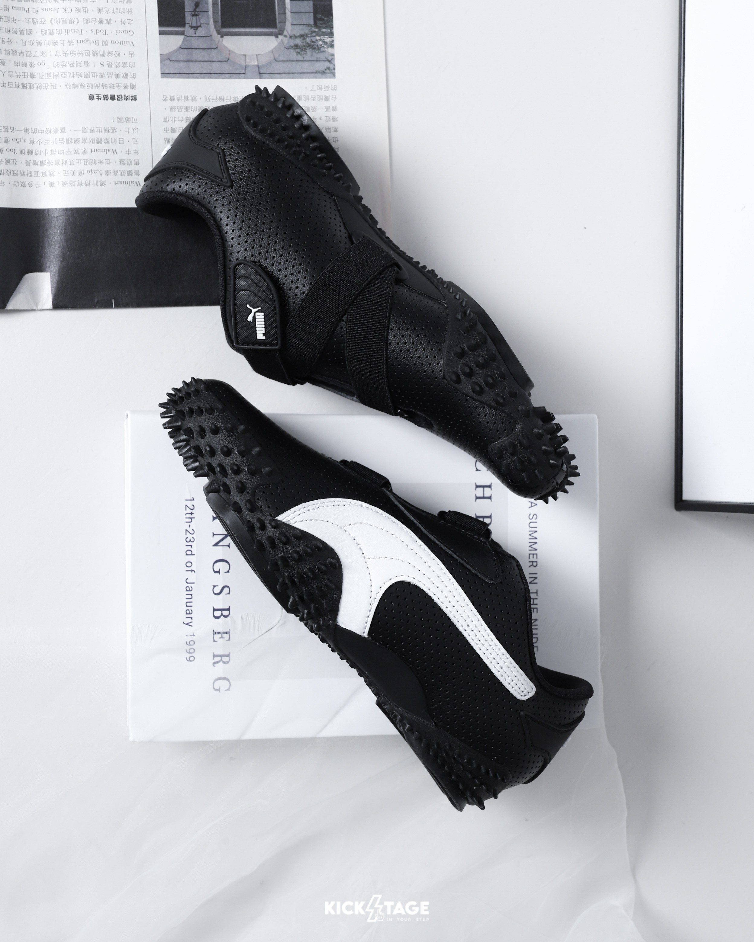 男女鞋 PUMA MOSTRO PERF 黑白 武術 魔鬼氈 鞋釘 皮革 怪物 復古 休閒 賽車鞋【397331-02】