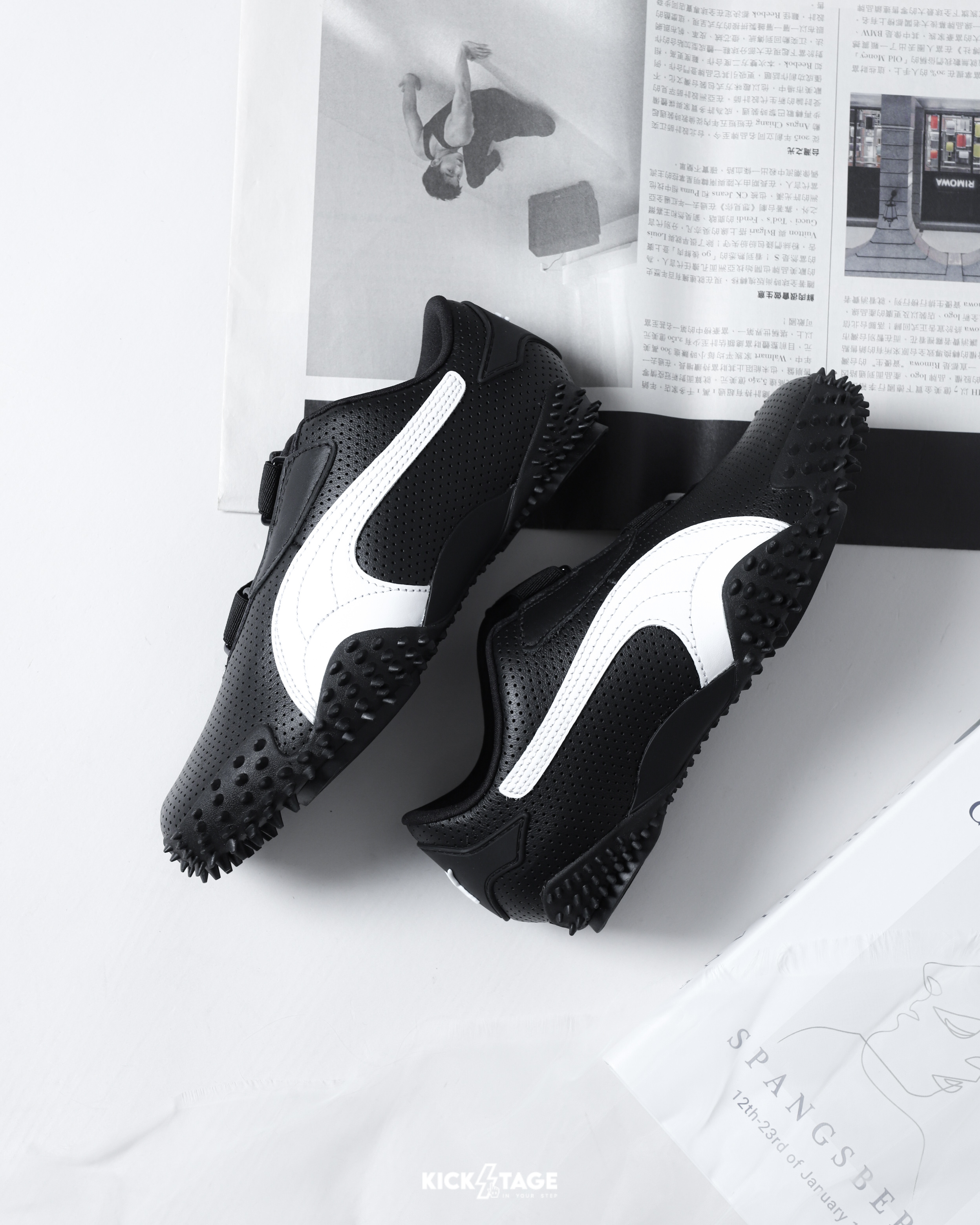 PUMA MOSTRO PERF 黑白武術魔鬼氈鞋釘皮革怪物復古休閒賽車鞋【397331-02