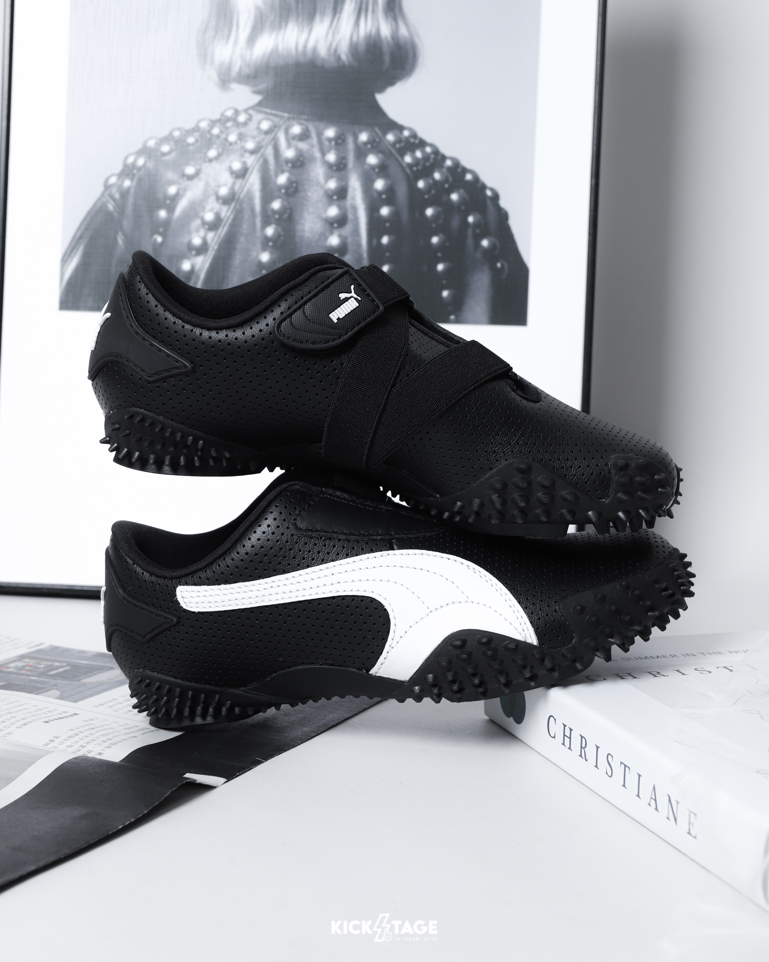 男女鞋 PUMA MOSTRO PERF 黑白 武術 魔鬼氈 鞋釘 皮革 怪物 復古 休閒 賽車鞋【397331-02】