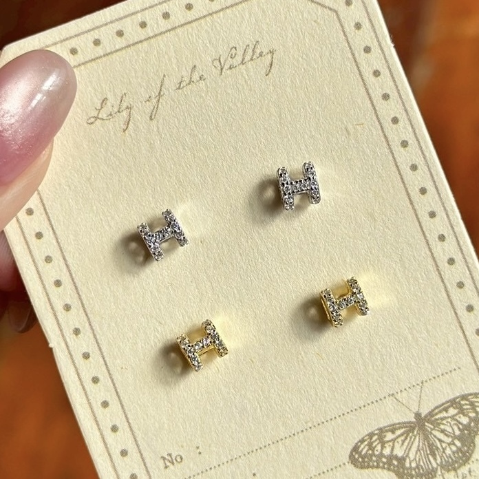 滿鑽字母H純銀鎖針