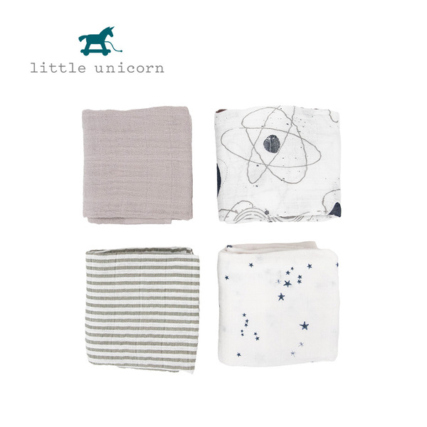 Little Unicorn 純棉紗布方巾四入組 (多款可選)