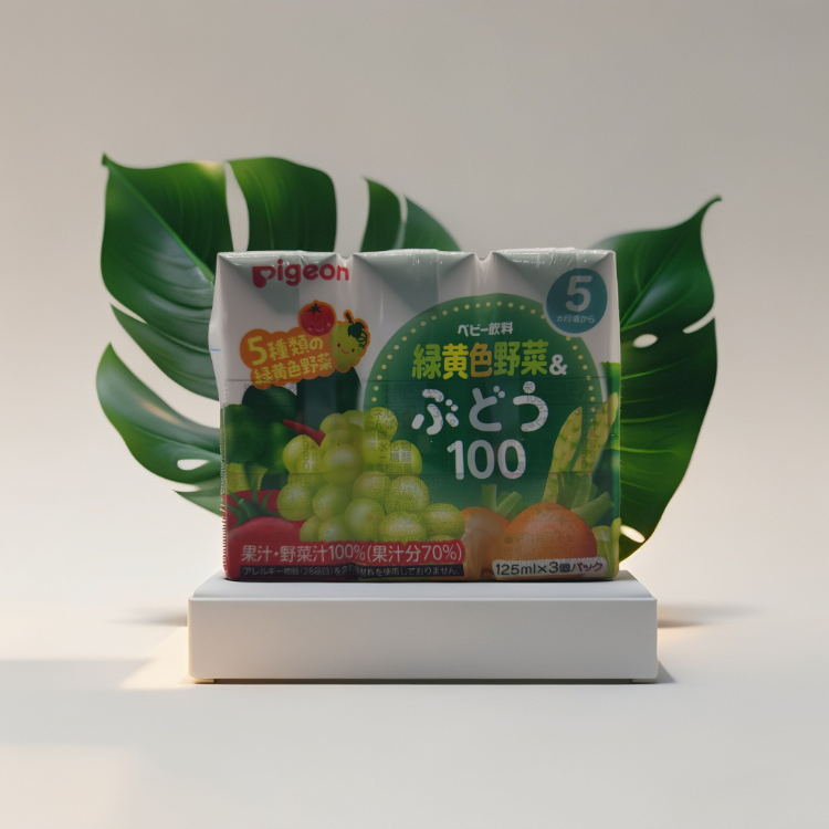 Pigeon Green & Yellow Vegetables with Grape Mixed Drink 125ml x 3 Packs | Natural Sugar-Free Baby Fruit & Vegetable Juice
