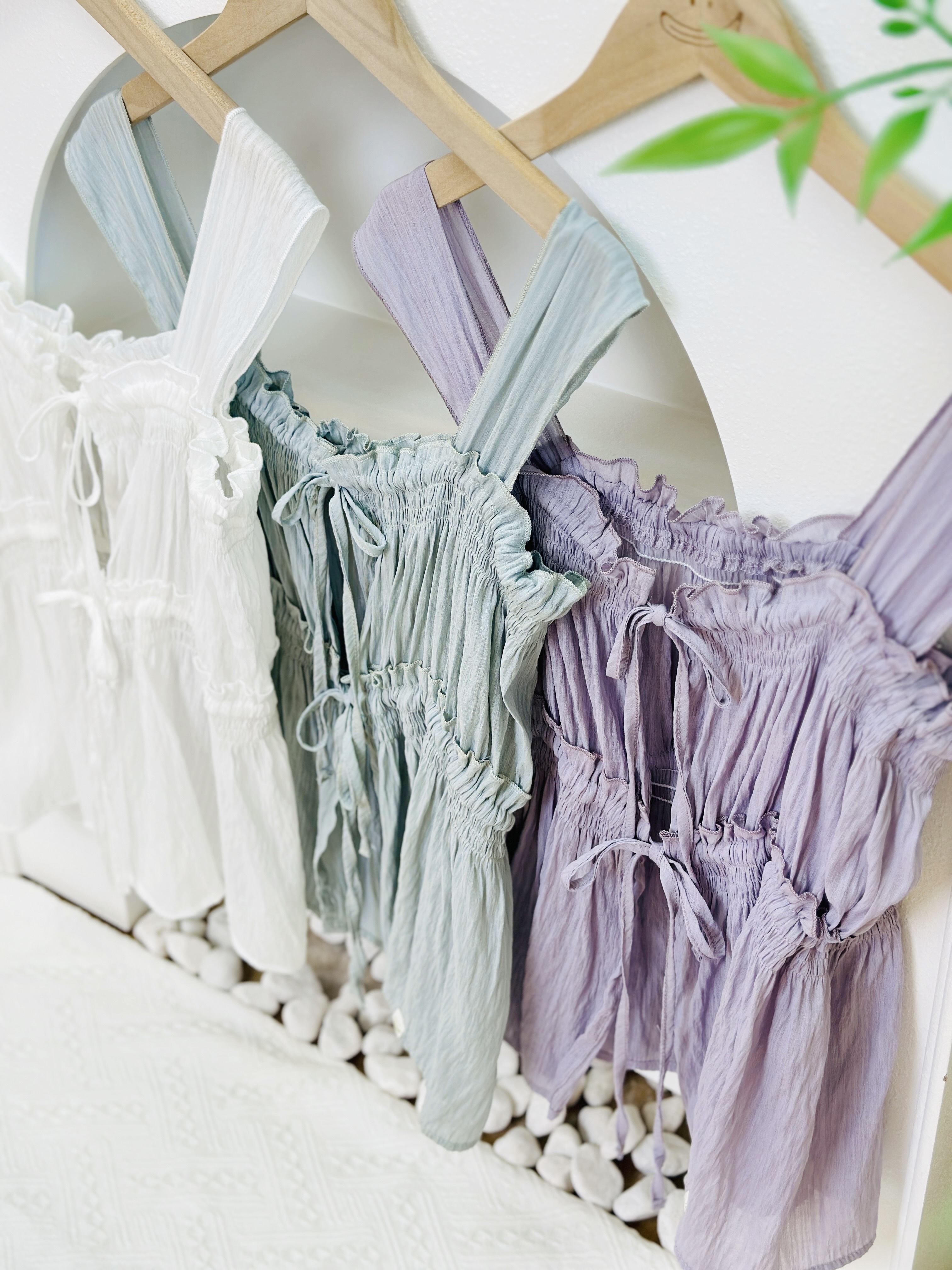 三色 / 前後兩著壓皺感馬甲 / Reversible Crinkled Corset Top