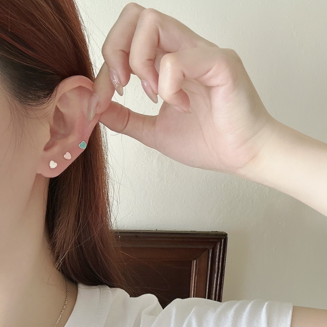 K125烤漆小愛心純銀鎖針