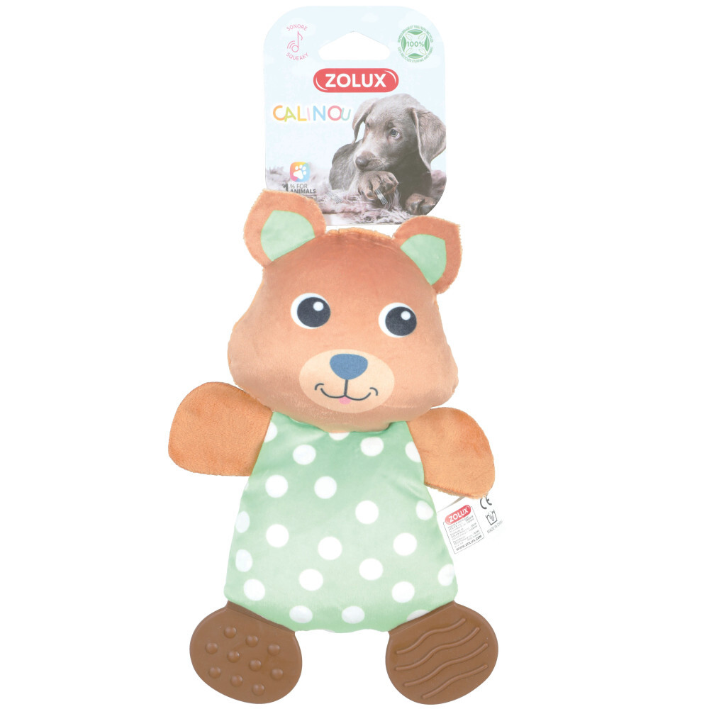 Zolux 狗玩具．牙膠毛絨熊仔玩具