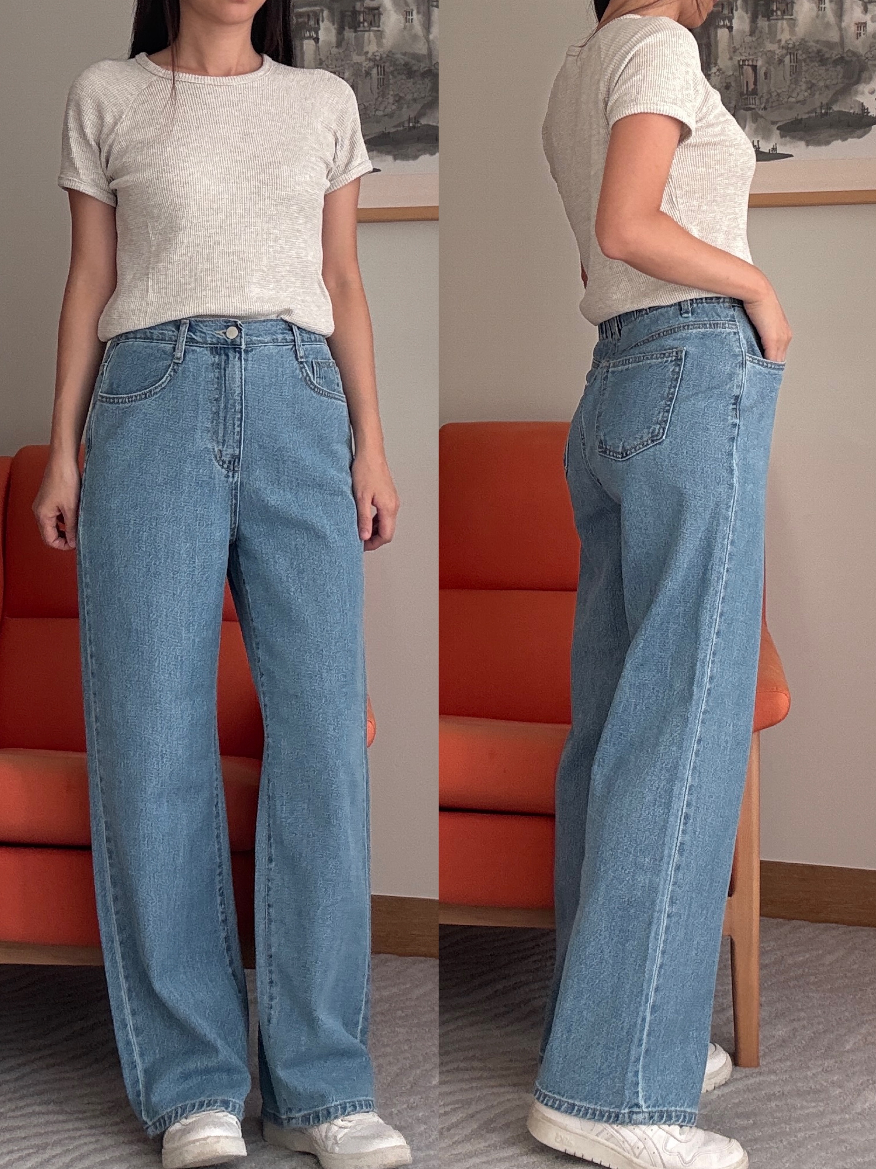 JS1121 夏季薄款簡約直腳鬆身褲