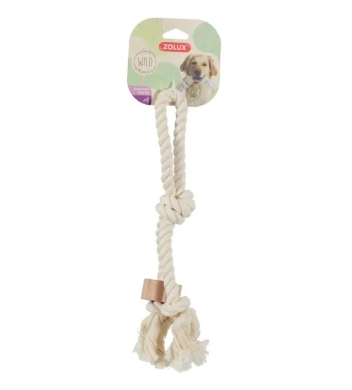 Zolux 狗玩具．木塊紐繩結雙繩玩具33cm