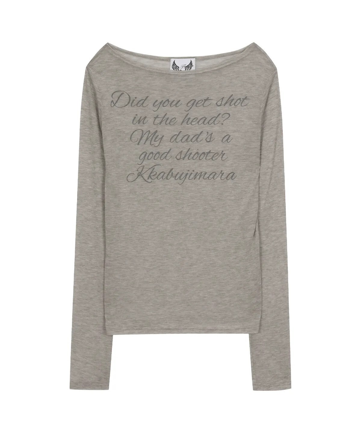 gila archive - lettering sheer long sleeve (grey)