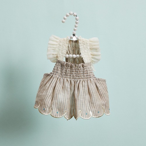 Louisdog 夏日亞麻條紋洋裝