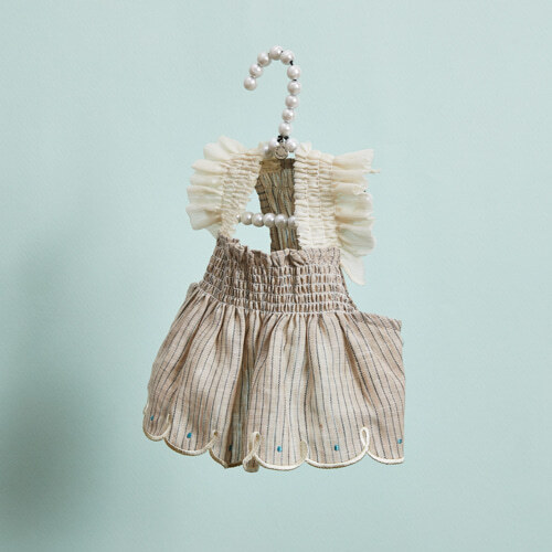 Louisdog 夏日亞麻條紋洋裝