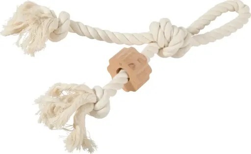 Zolux 狗玩具．木塊紐繩結雙繩玩具33cm