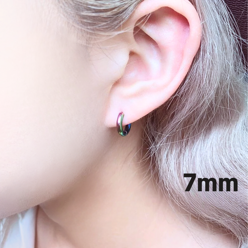 抗敏鋼 鈦色圓面鋼易扣式耳環(單支價)