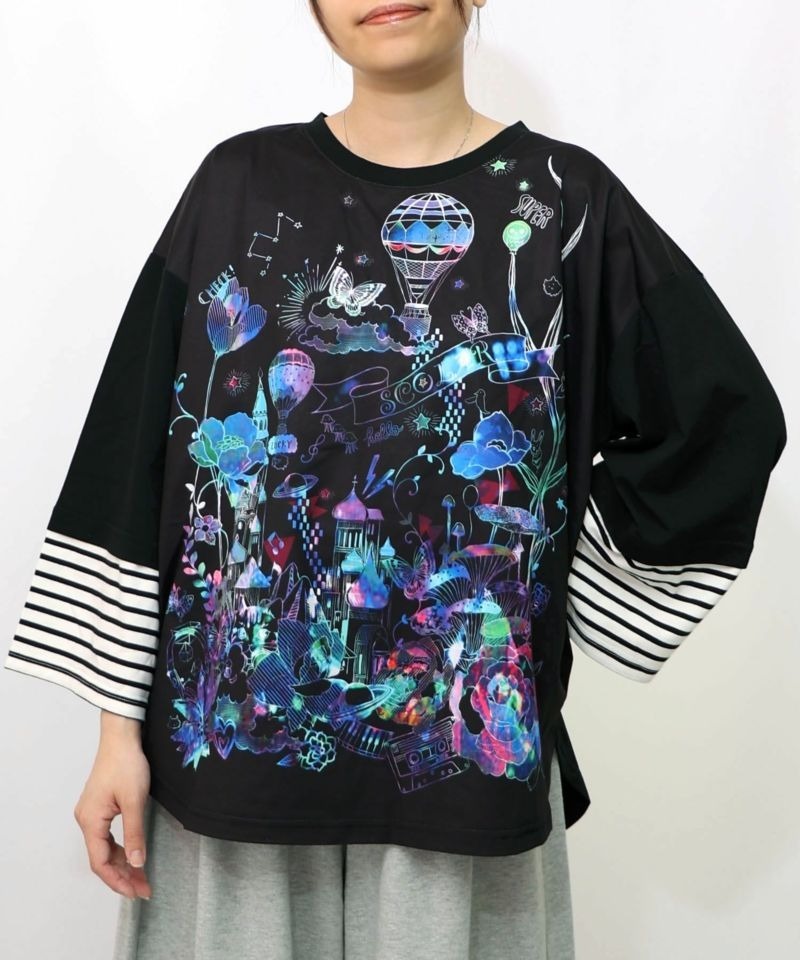 Scolar Fairytale town pattern layered top