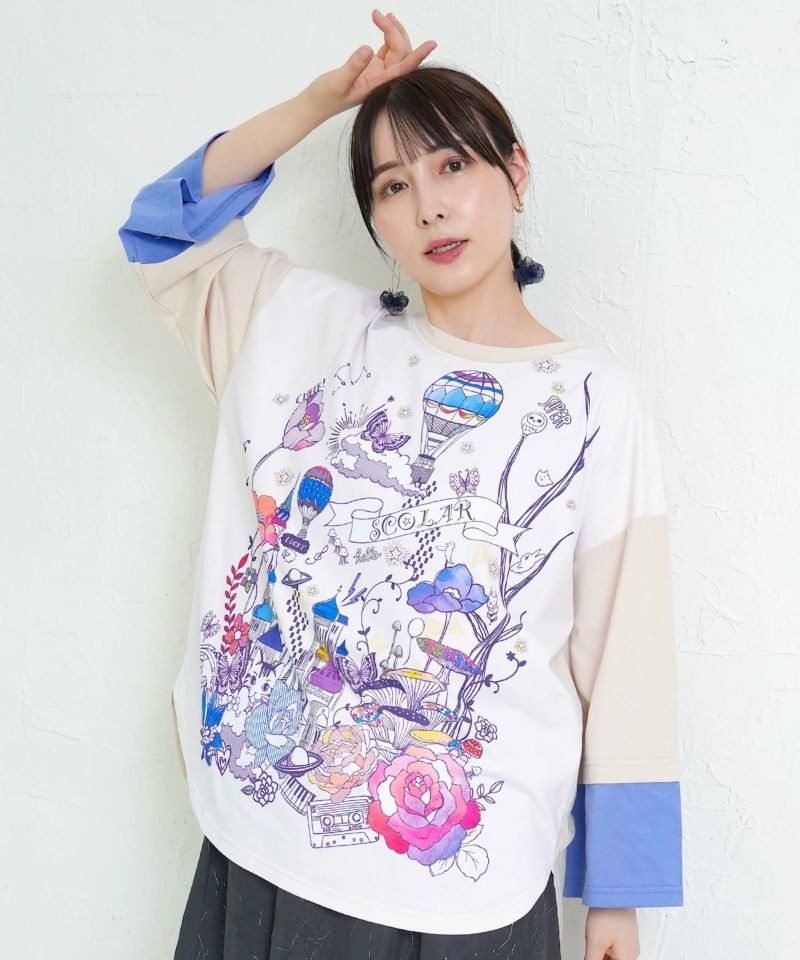 Scolar Fairytale town pattern layered top