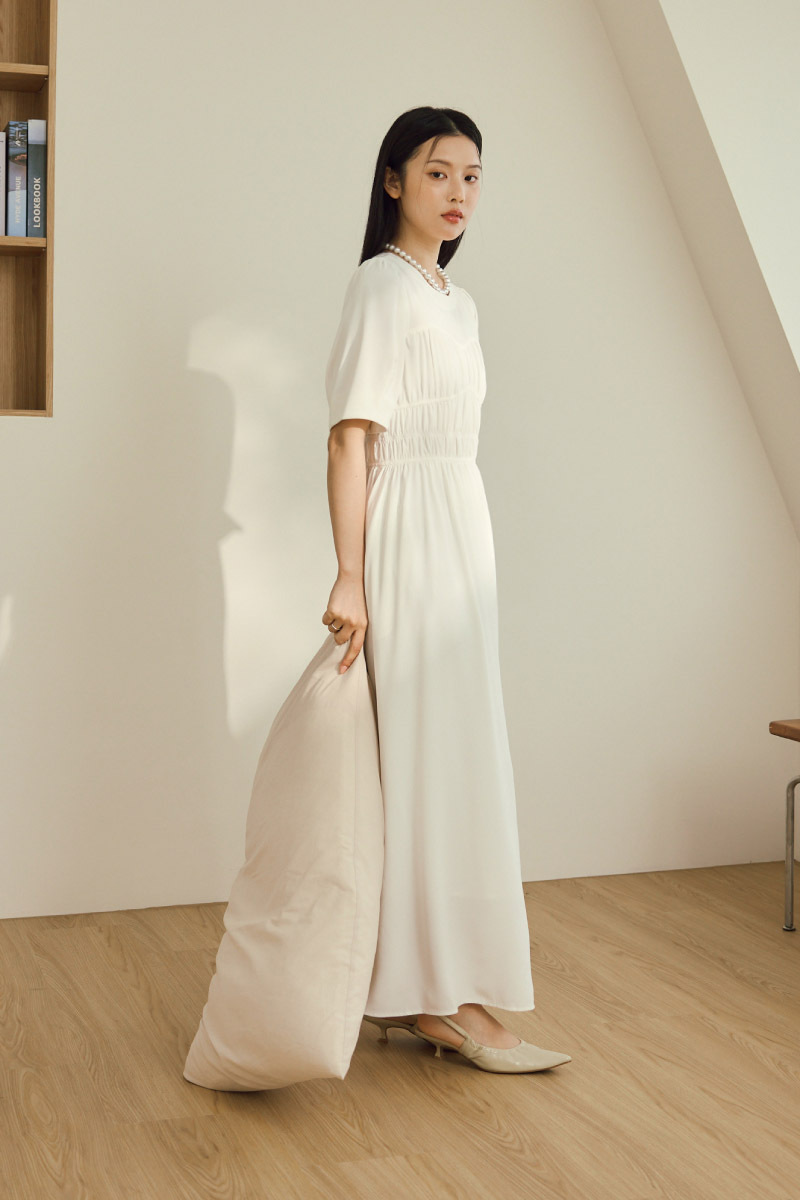 抓皺鬆緊飄逸長洋裝