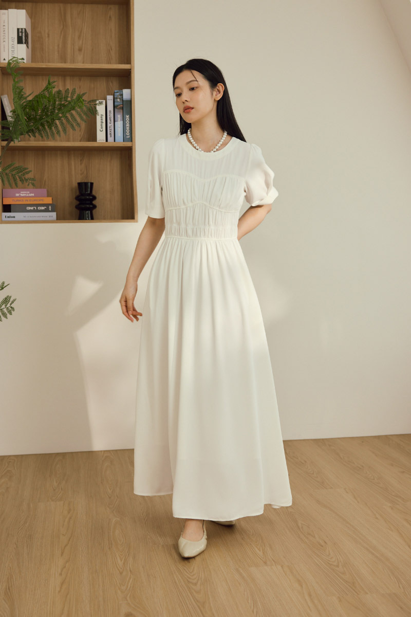抓皺鬆緊飄逸長洋裝