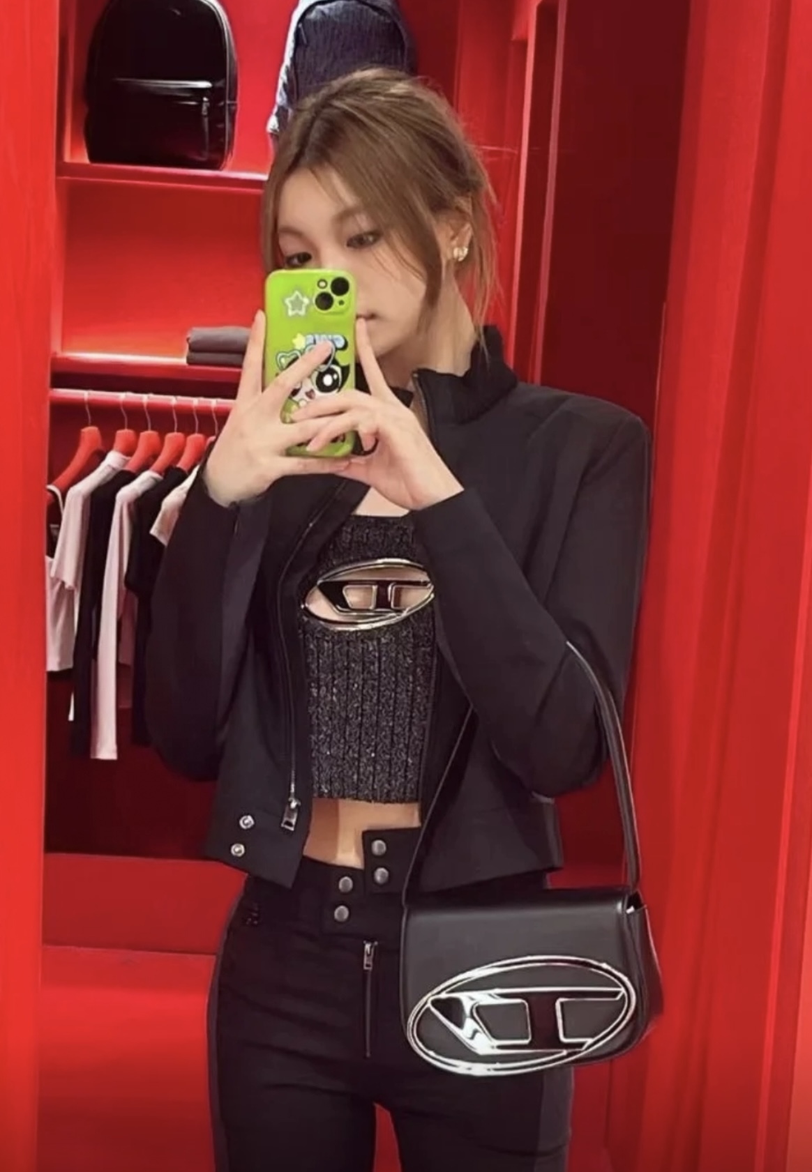 Diesel 1DR-Iconic shoulder bag 皮革手提袋 黑色