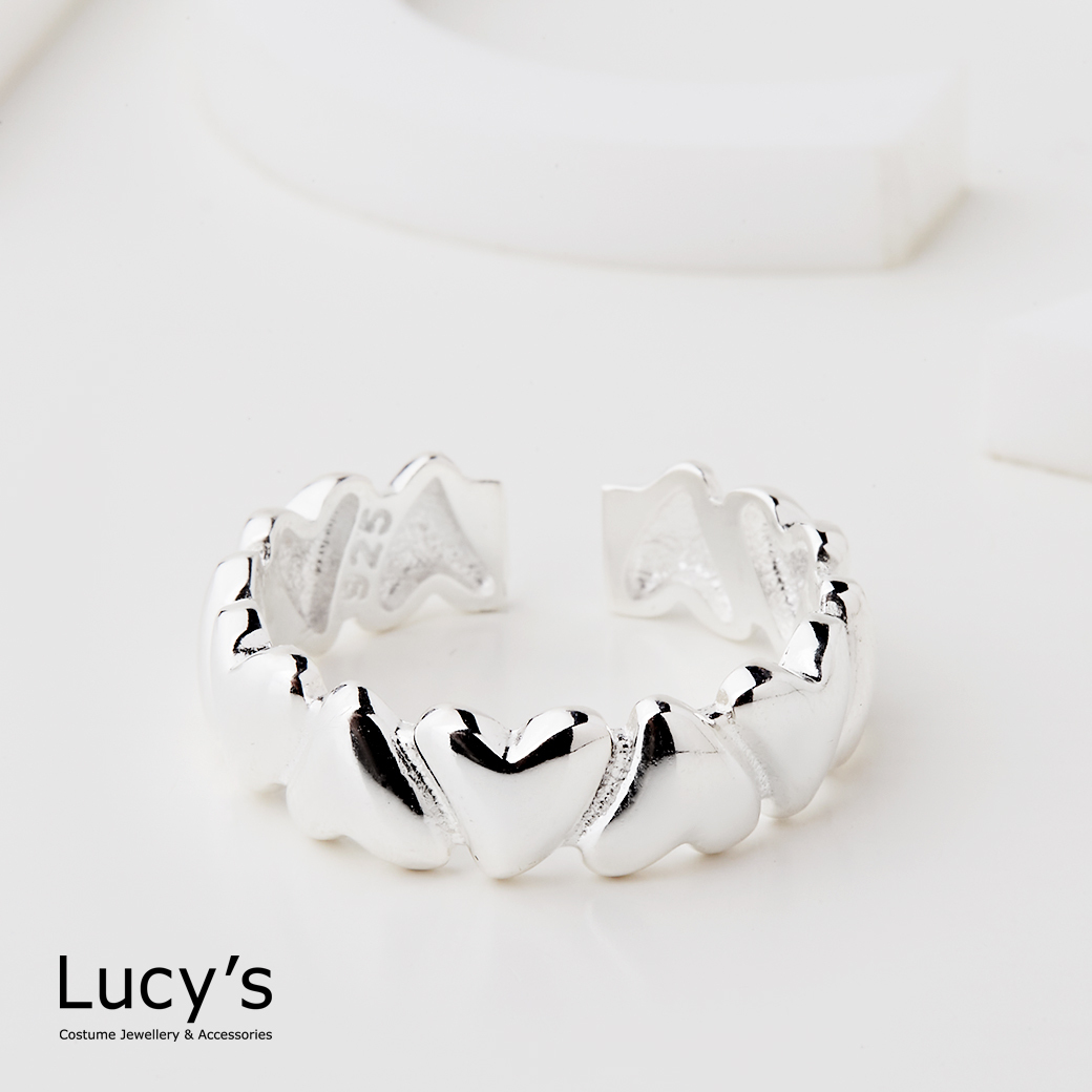 925純銀 心心相映 開口戒 (121728)