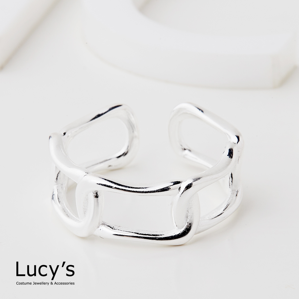 925純銀 環環相扣 開口戒 (123297)