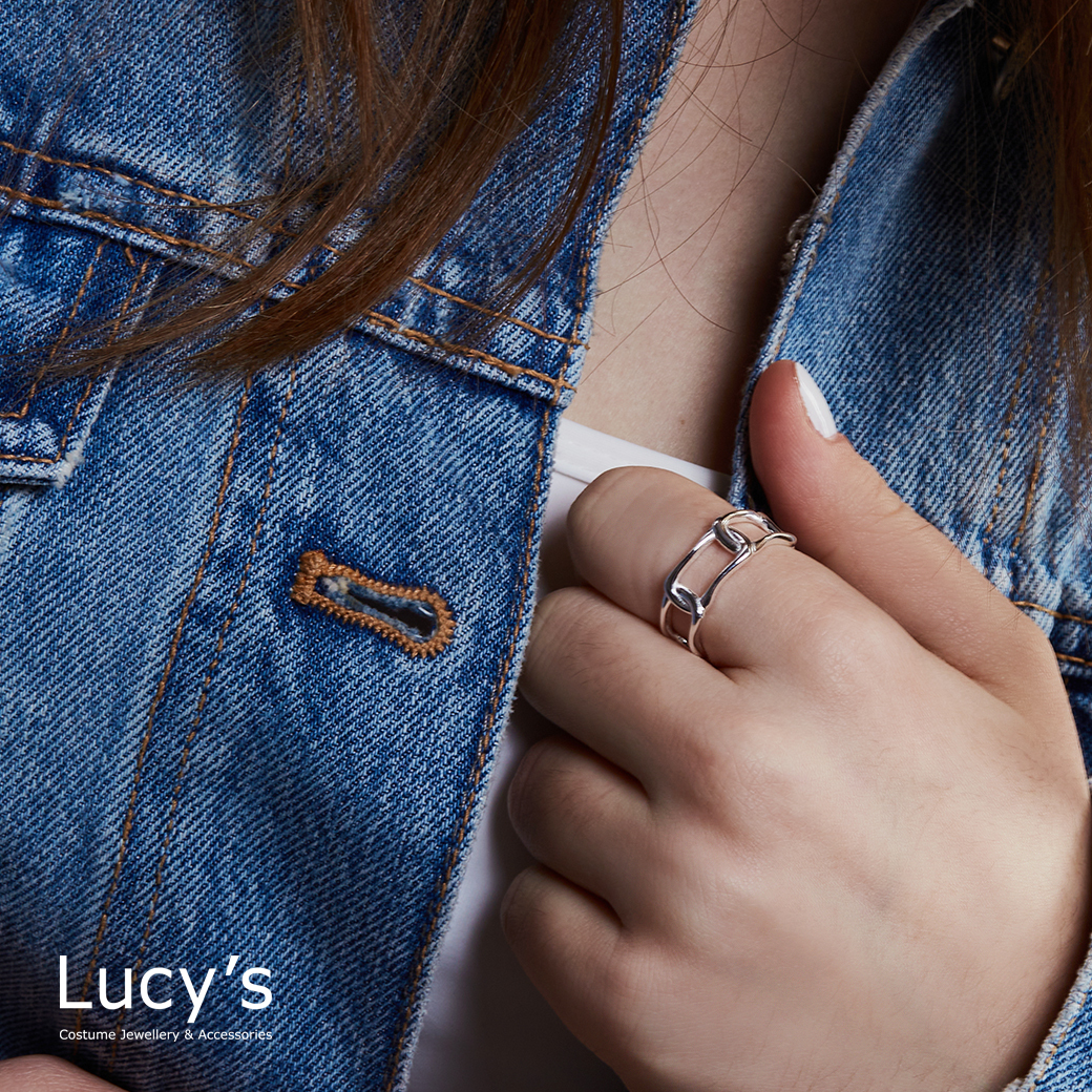 925純銀 環環相扣 開口戒 (123297)