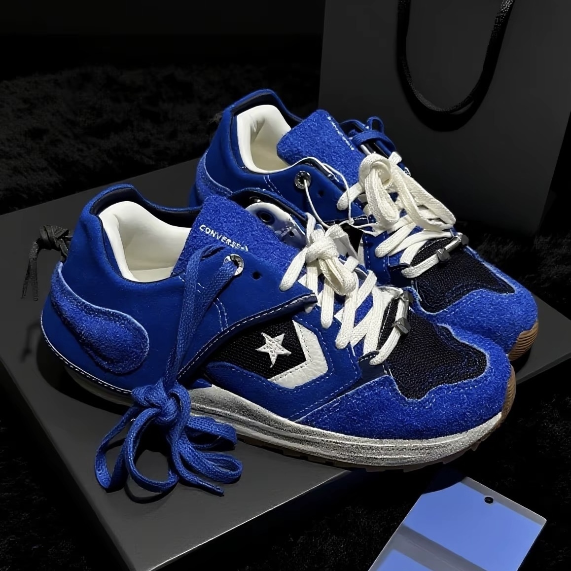 ADER ERROR x CONVERSE WAVE TRAINER 聯名款 寶藍 白藍 做舊 焦糖底 休閒 運動 A14290C