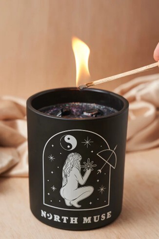 North Muse Patchouli Amber Candle with Obsidian, 430g