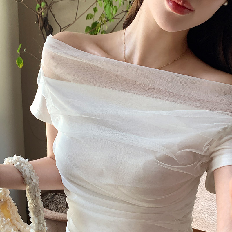 【優惠現貨】韓國網紗氣質感上衣（4色）