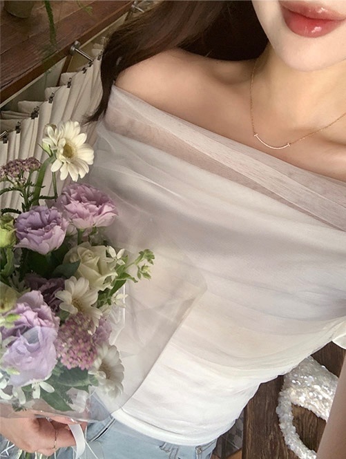 【優惠現貨】韓國網紗氣質感上衣（4色）