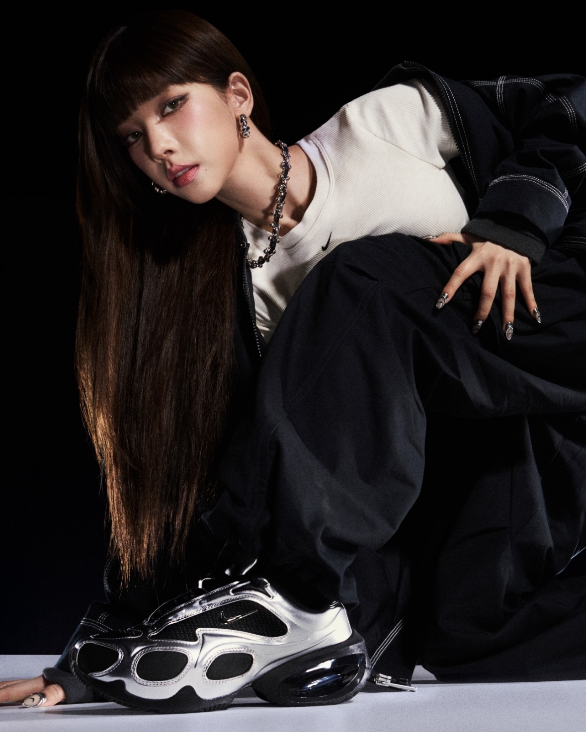 NIKE W NIKE AIR MAX MUSE 金屬黑銀AESPA KARINA同款科技感氣墊厚底