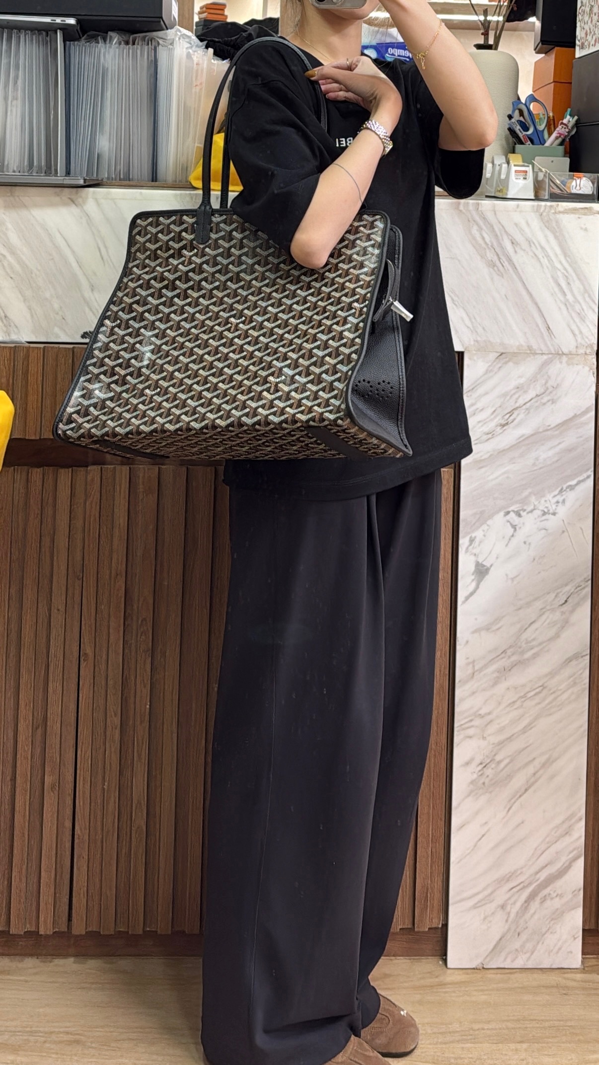 Pre-owned] Goyard sac hardy pm tote bag black