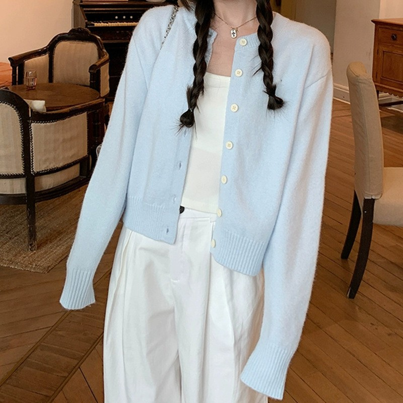 Light Blue Lazy Style Knit Cardigan