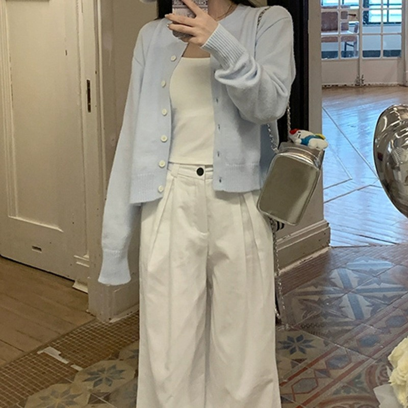 Light Blue Lazy Style Knit Cardigan