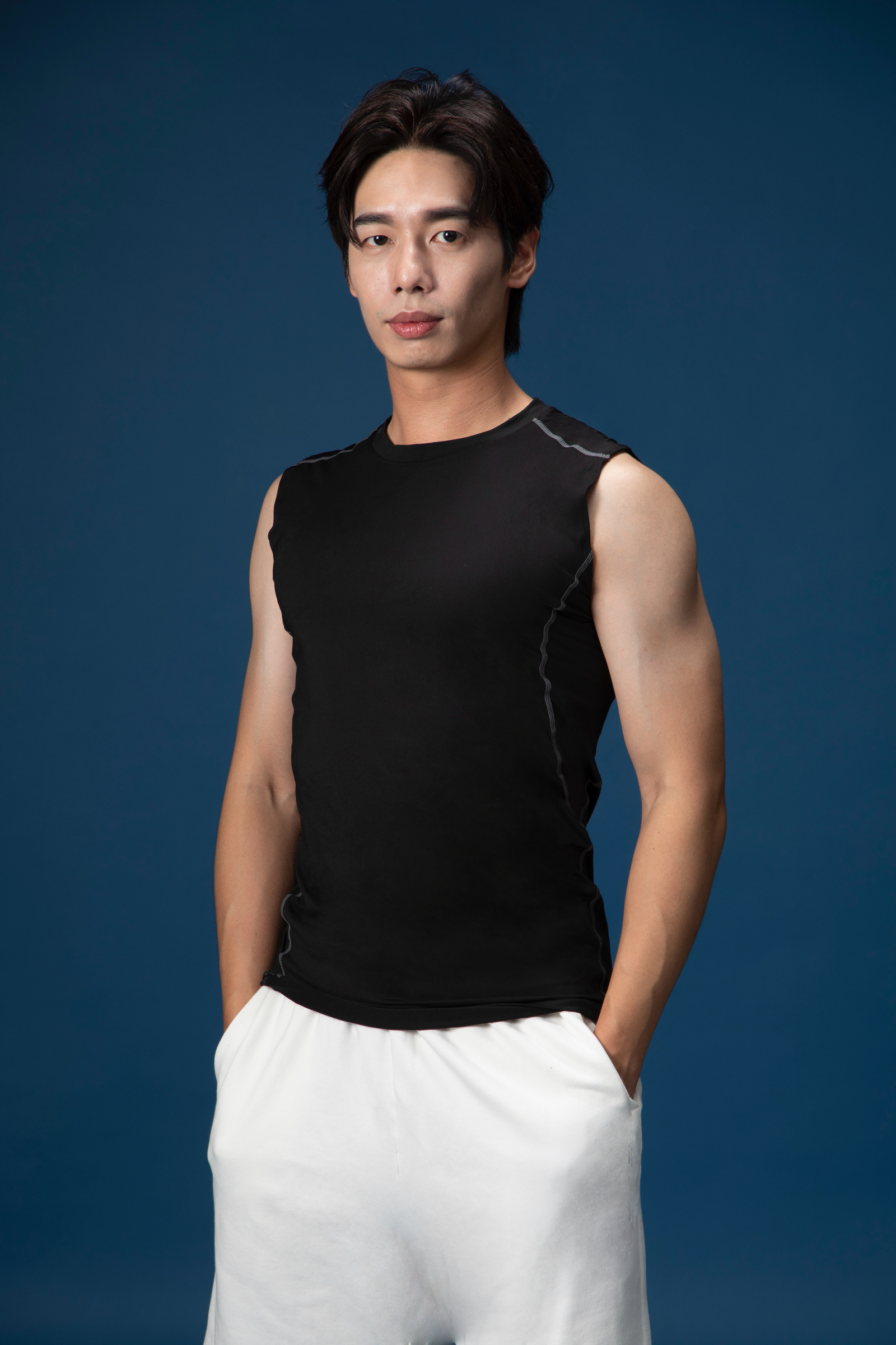 I.M.S男士無袖高彈運動背心-黑