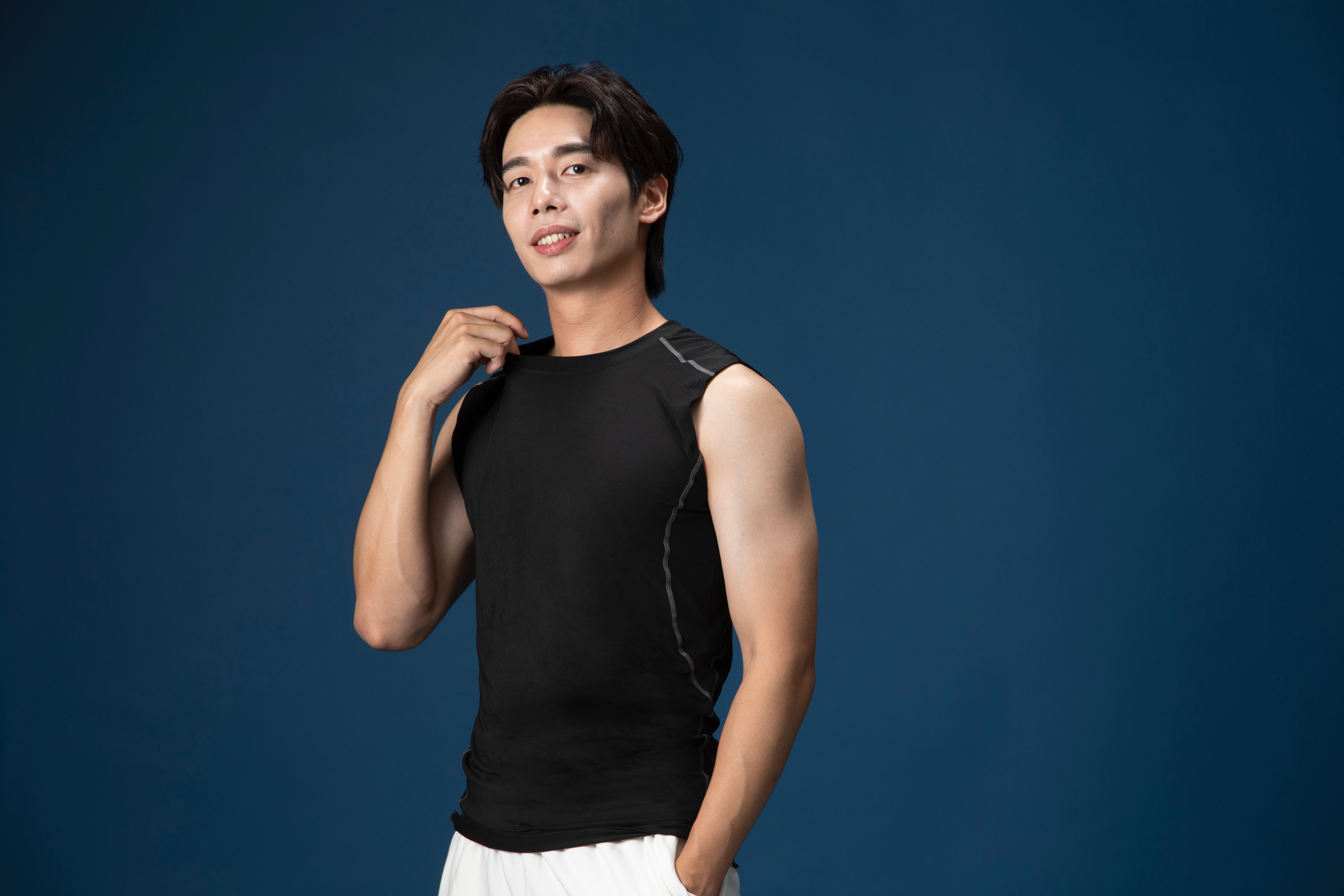 I.M.S男士無袖高彈運動背心-黑