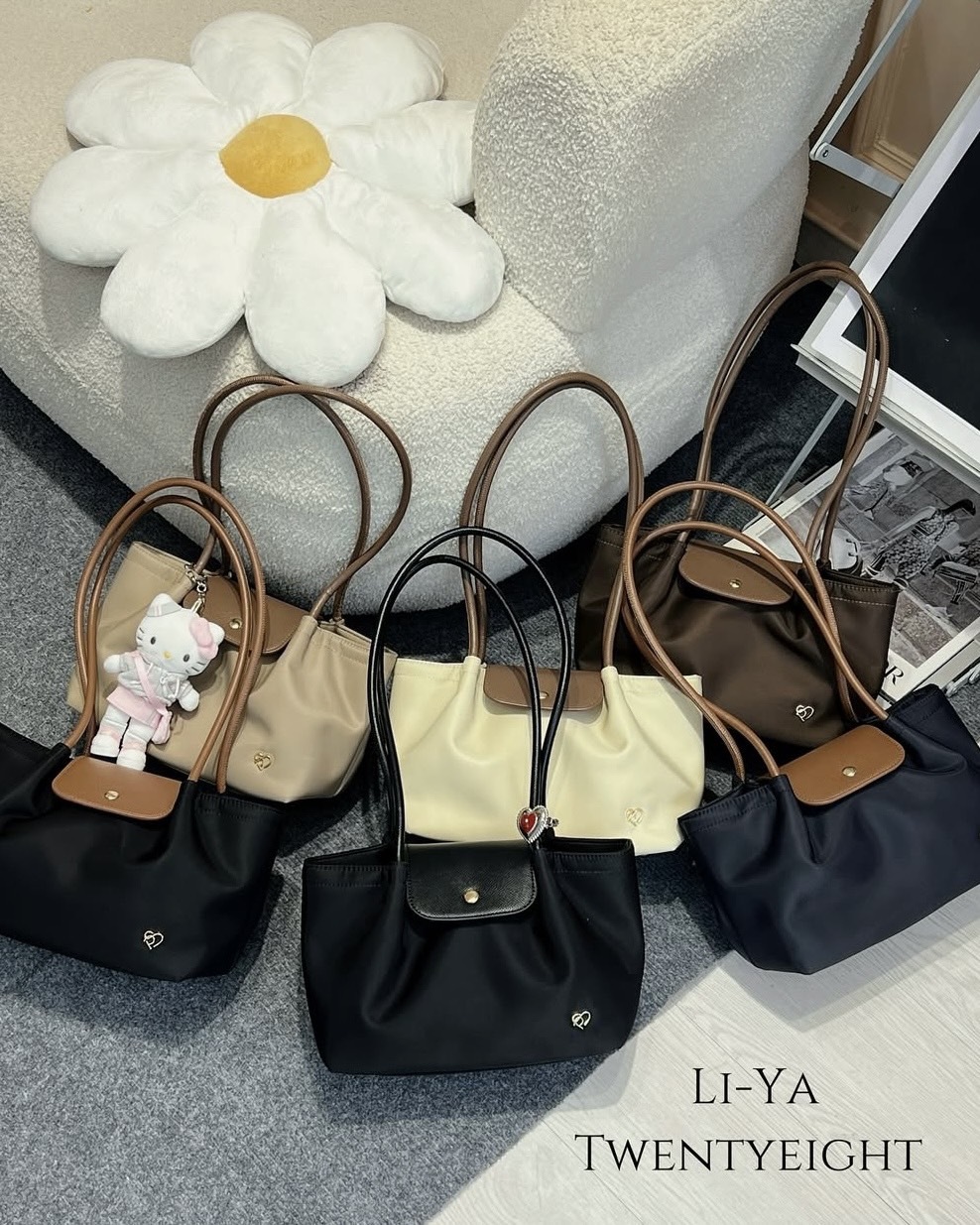 <單顆免運>泰國 設計師品牌 Pony LI-YA 系列 尼龍 長柄 拼接 肩背包 6色