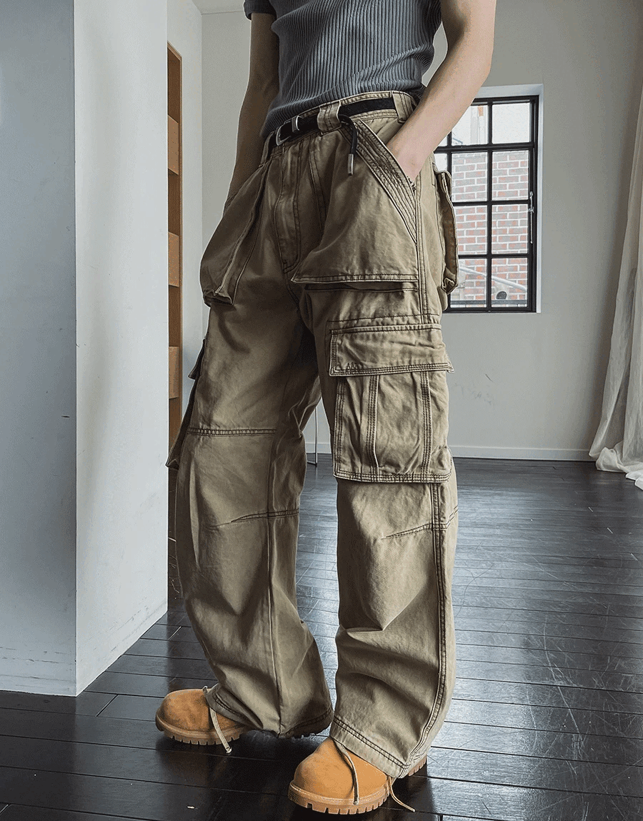 水洗軍裝工裝褲