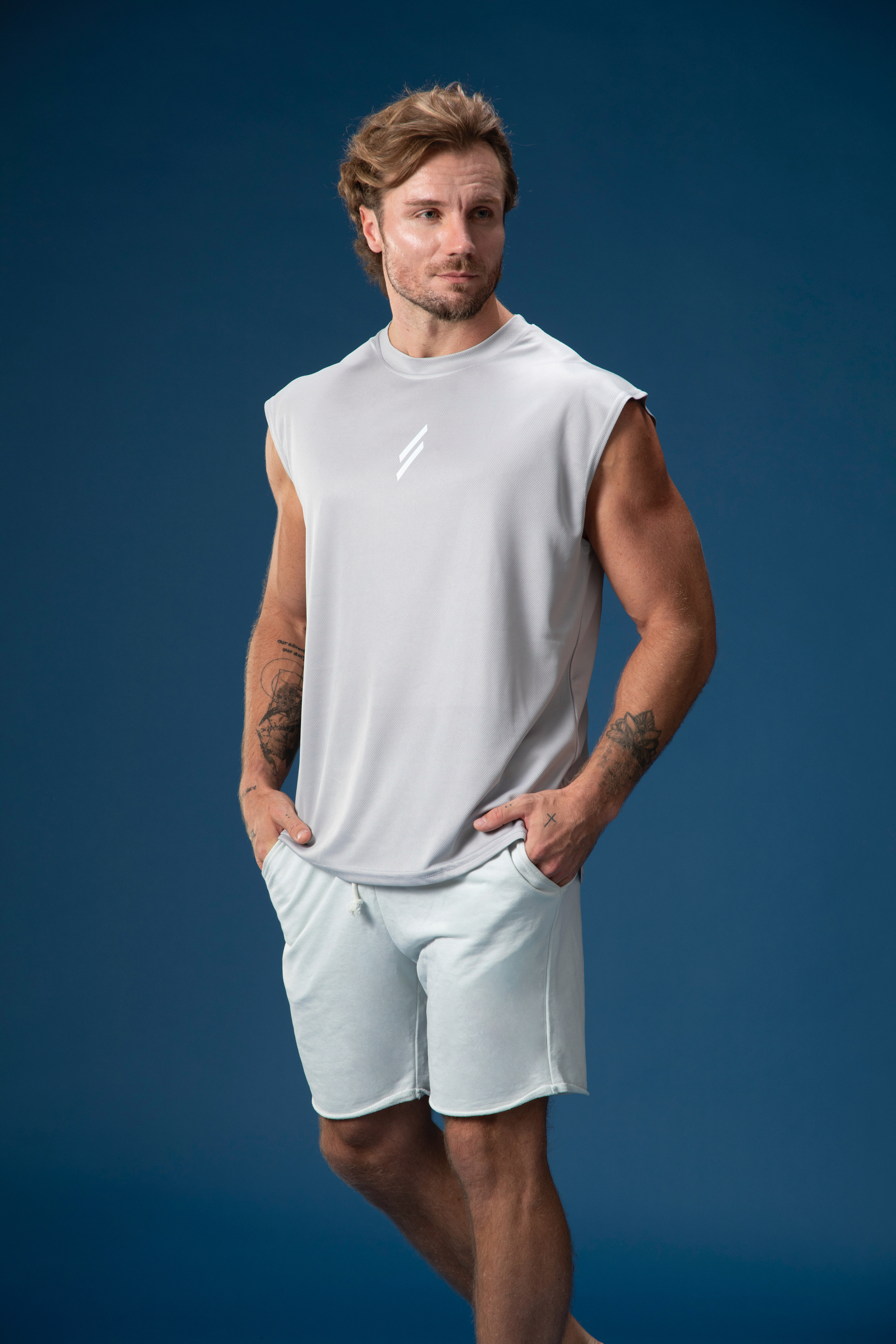 I.M.S男士無袖速乾運動背心-淺灰色