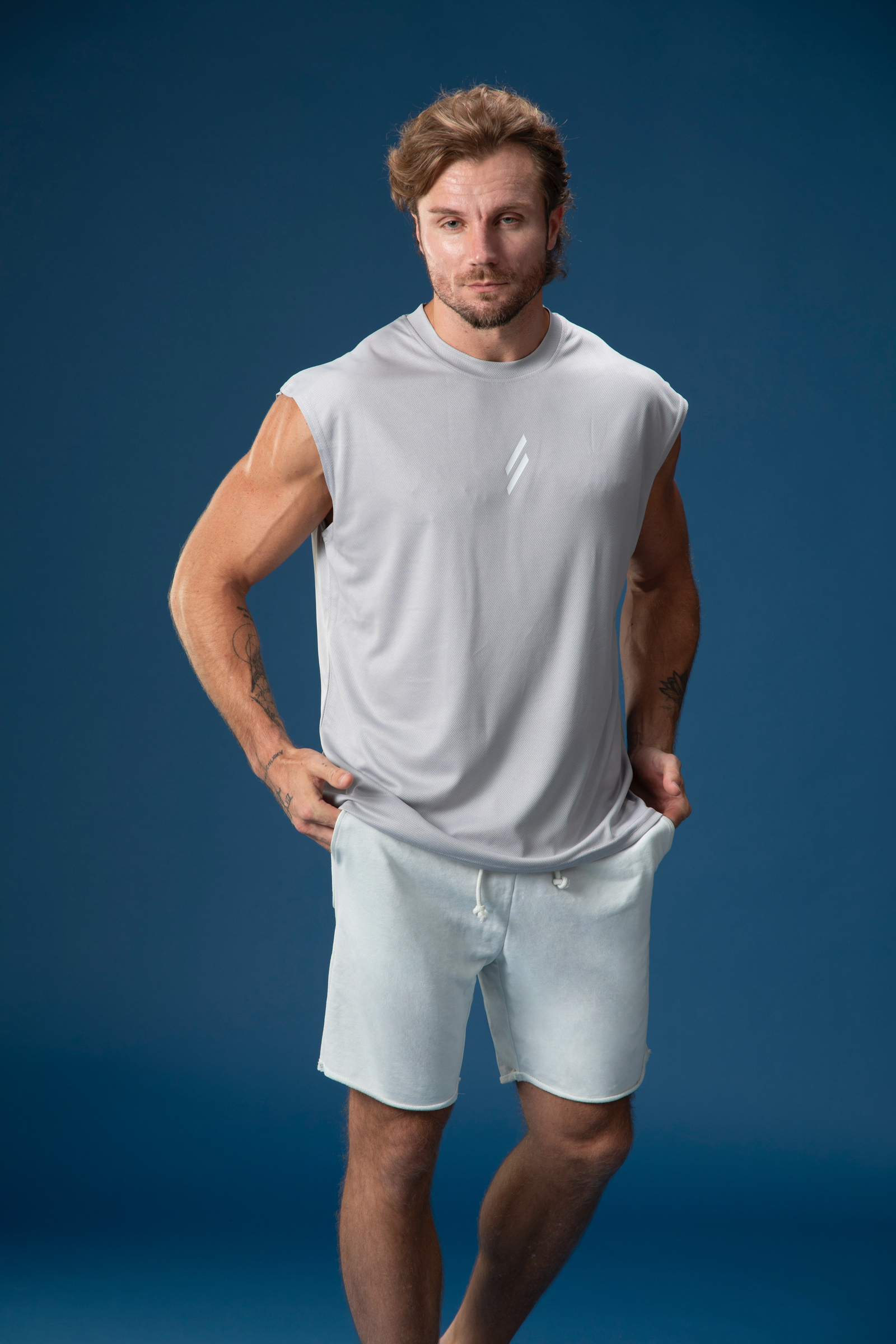 I.M.S男士無袖速乾運動背心-淺灰色