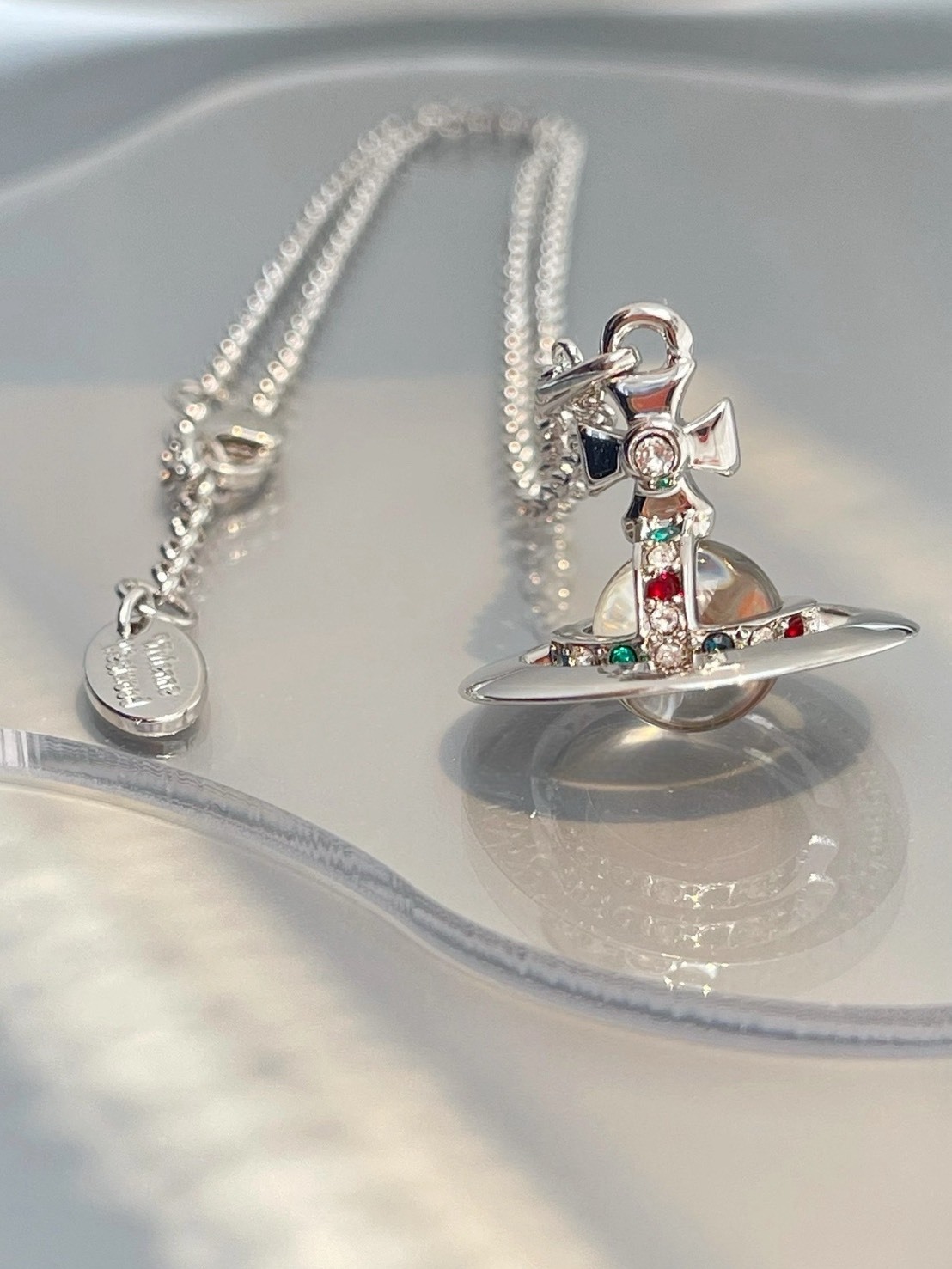 VIVIENNE WESTWOOD ORB 西太后 小號立體土星 彩色鑽 項鍊